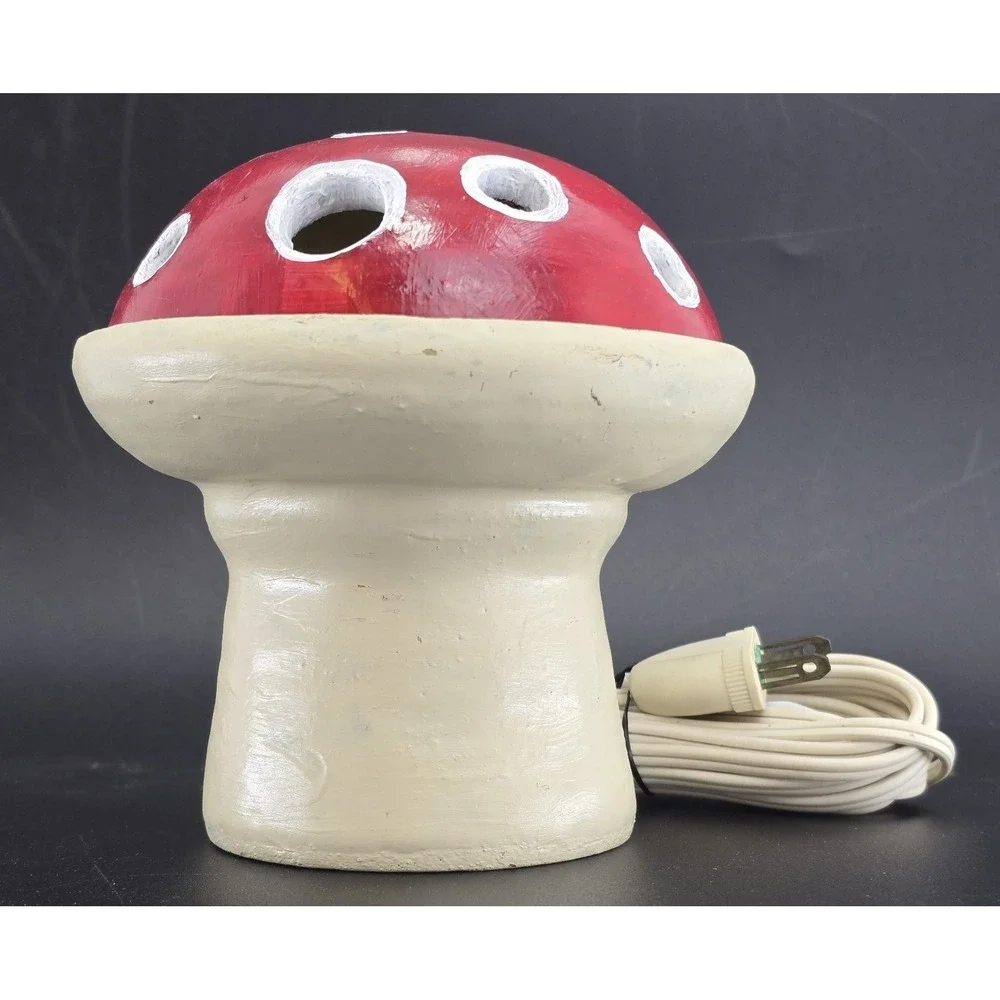 Vtg Toadstool Mushroom Table Lamp – Cozy Cottage Core Handmade Signed Artist